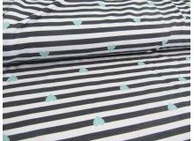 Paul & Clara Mini Stripes - Herzen anthrazit mint